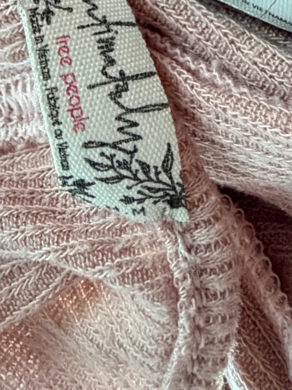Free People Intimately Blush Pink Sheer Ribbed Cropped Button Cardigan Top